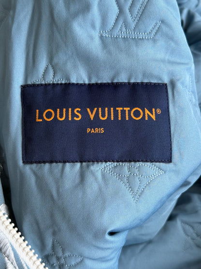Louis Vuitton Blue & White Embroidered Floral Bomber Jacket