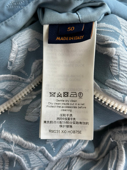Louis Vuitton Blue & White Embroidered Floral Bomber Jacket