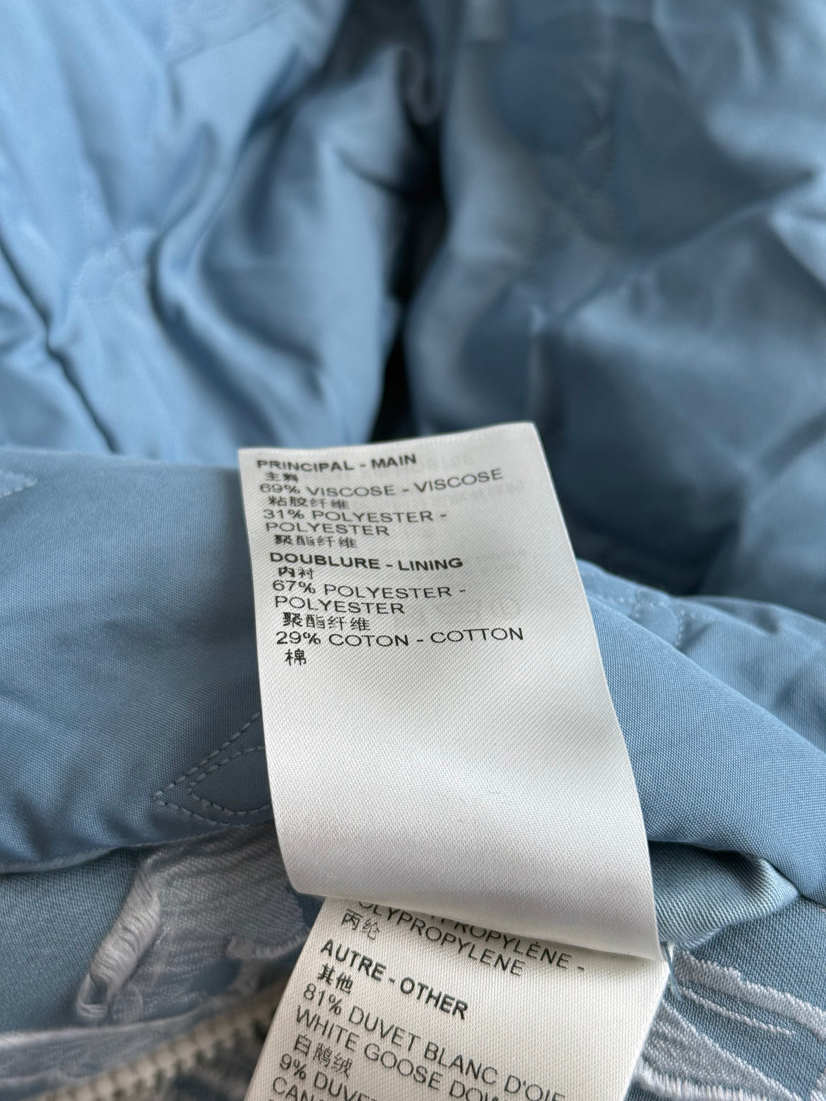 Louis Vuitton Blue & White Embroidered Floral Bomber Jacket