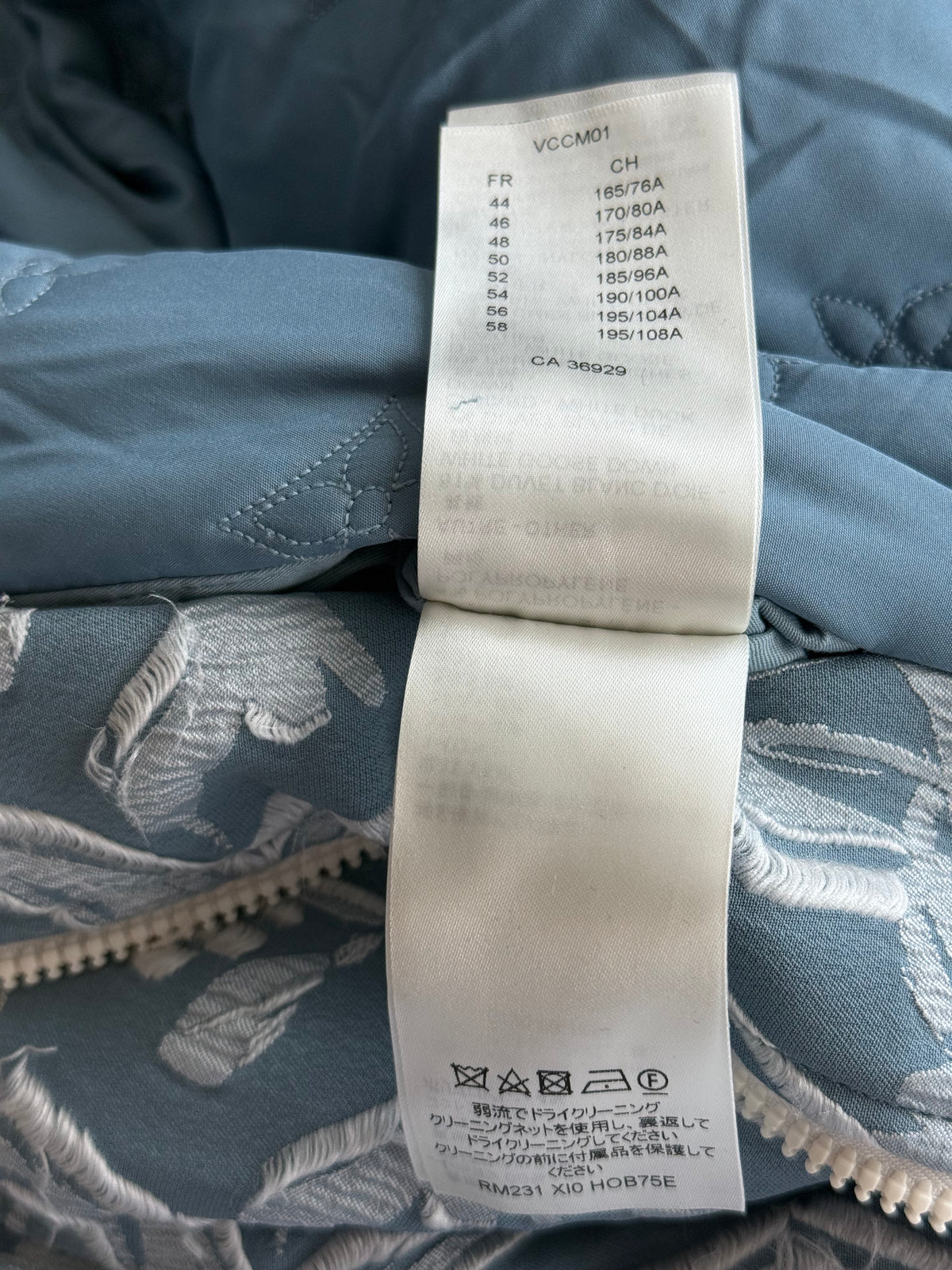 Louis Vuitton Blue & White Embroidered Floral Bomber Jacket