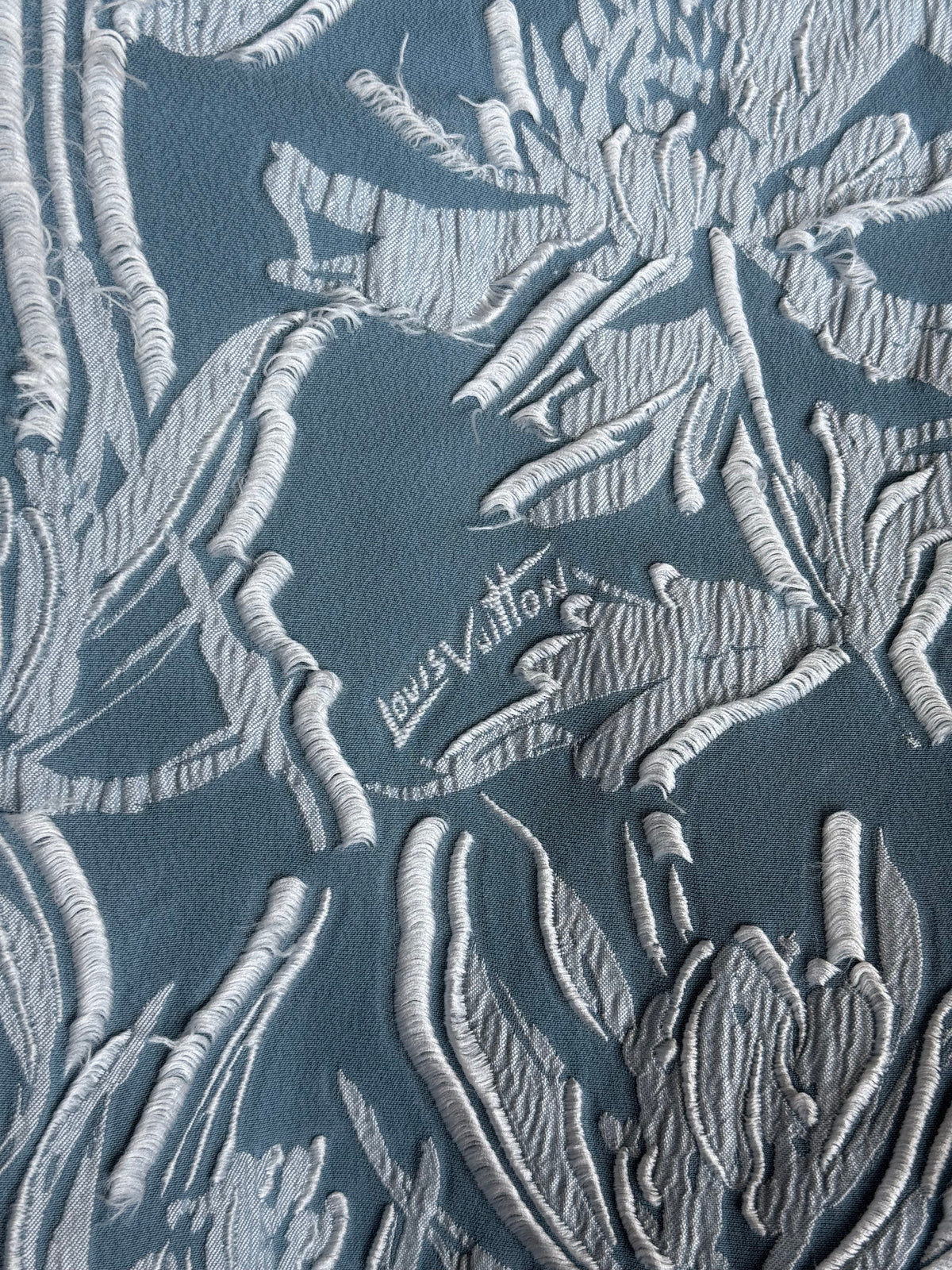 Louis Vuitton Blue & White Embroidered Floral Bomber Jacket