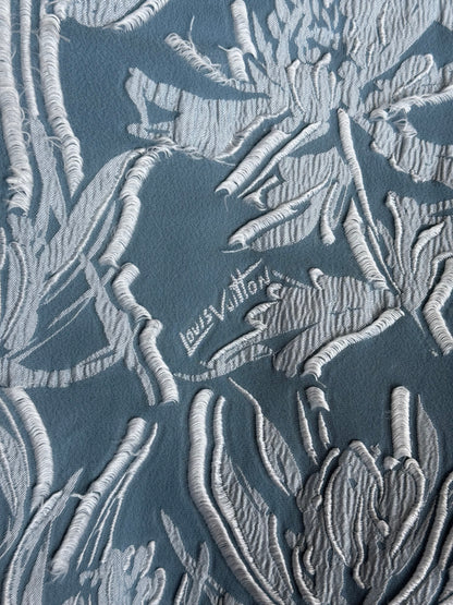 Louis Vuitton Blue & White Embroidered Floral Bomber Jacket