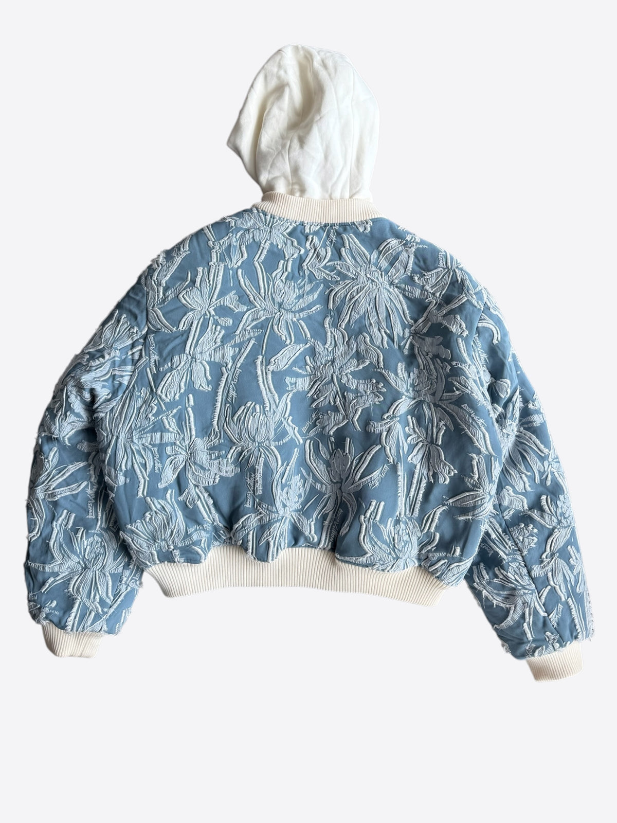 Louis Vuitton Blue & White Embroidered Floral Bomber Jacket