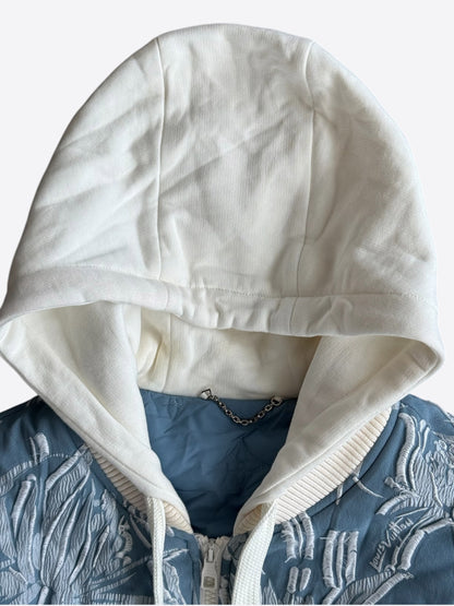 Louis Vuitton Blue & White Embroidered Floral Bomber Jacket