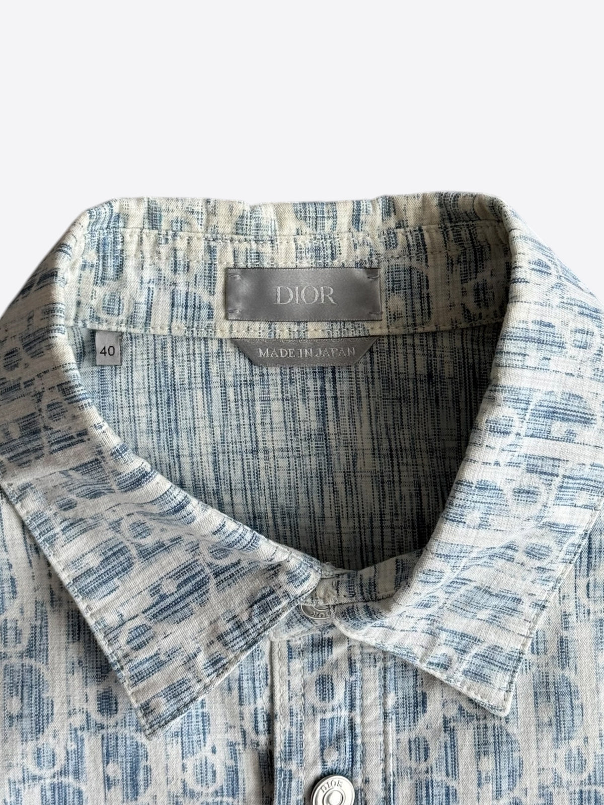 Dior Blue & White Oblique Denim Button Up Shirt