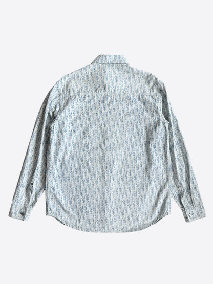 Dior Blue & White Oblique Denim Button Up Shirt