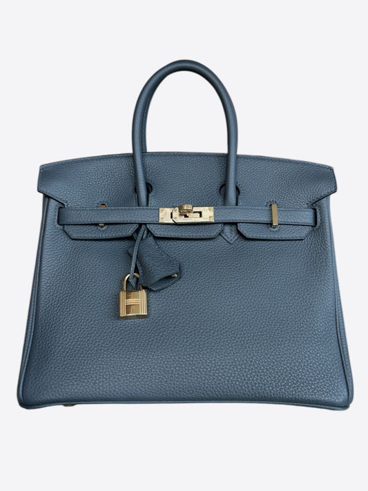Hermes Bleu Orage Togo & Gold Hardware Birkin 25