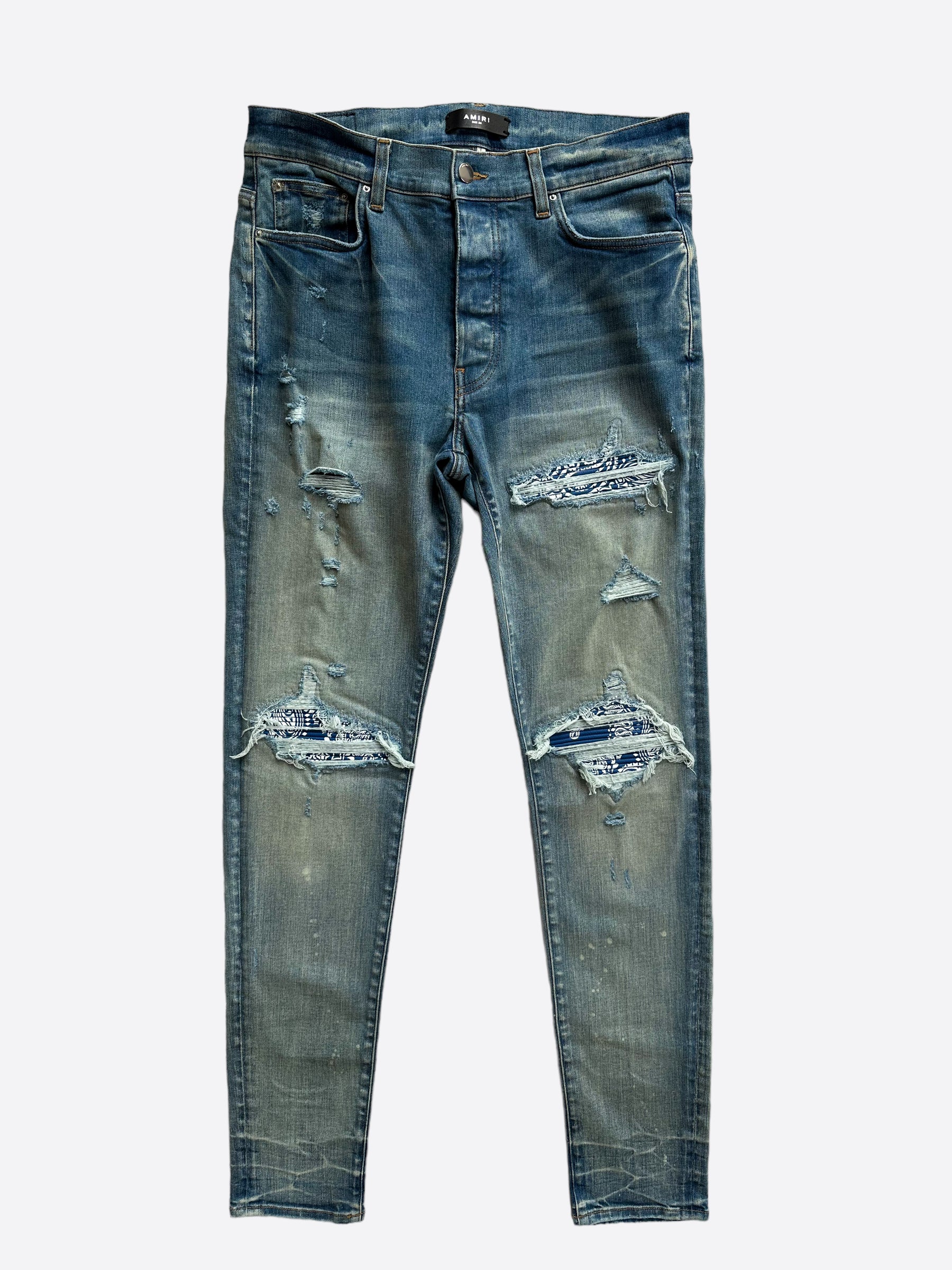 Amiri Blue Bandana Patch MX1 Distressed Denim – Savonches