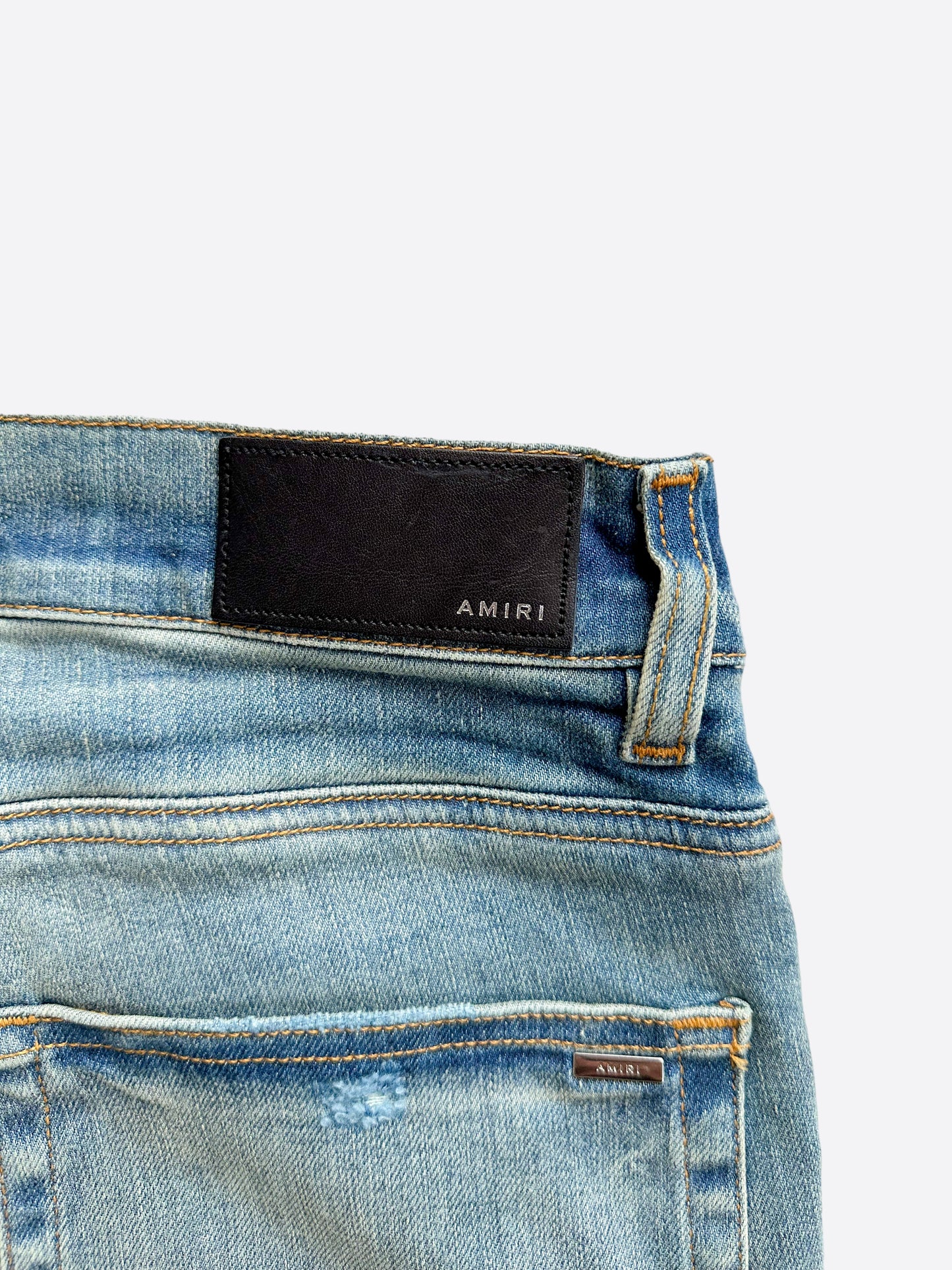 Amiri Blue Bandana Patch MX1 Distressed Denim