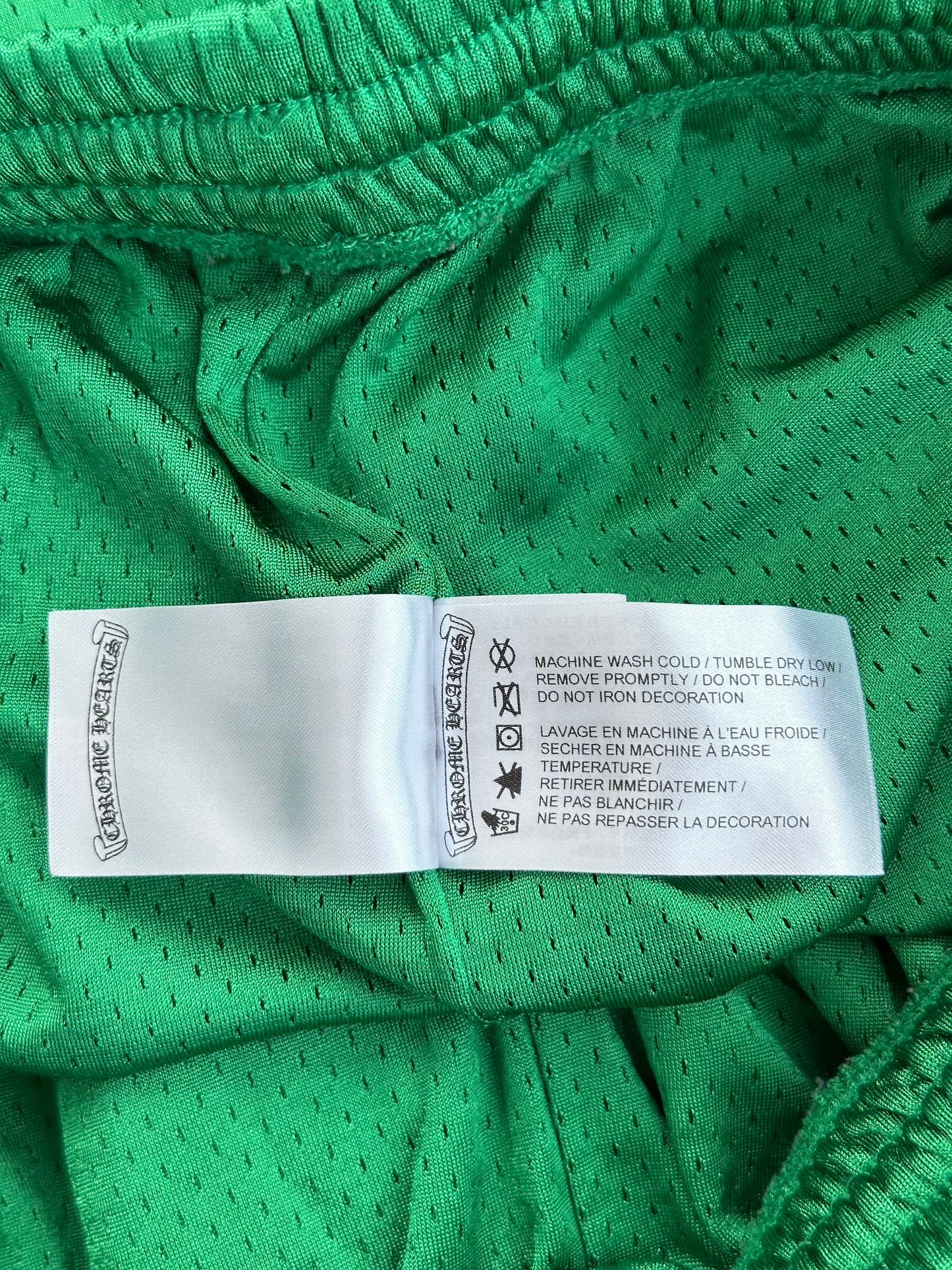 Chrome Hearts Green & Yellow Logo Mesh Shorts