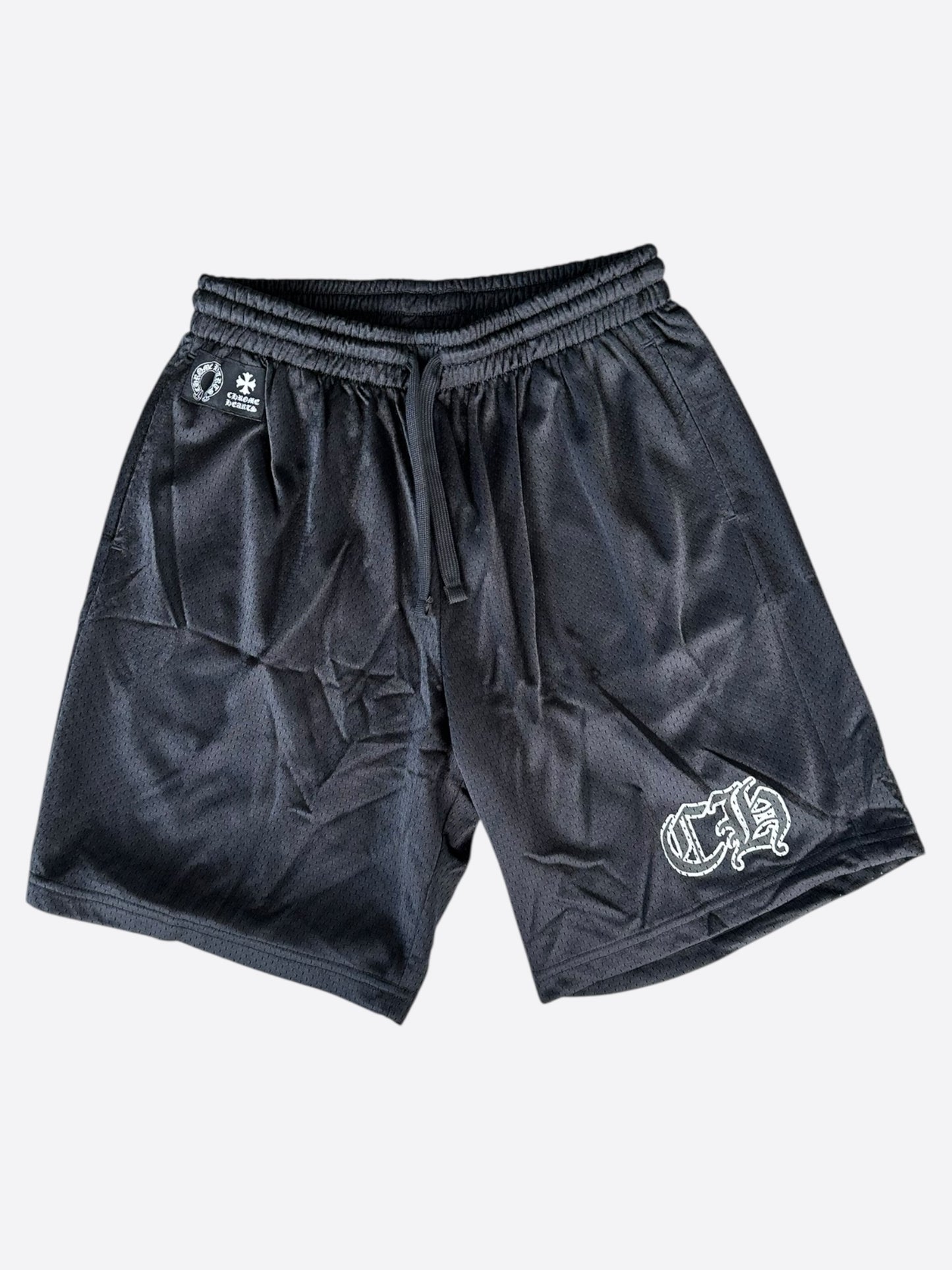 Chrome Hearts Black & White Logo Mesh Shorts