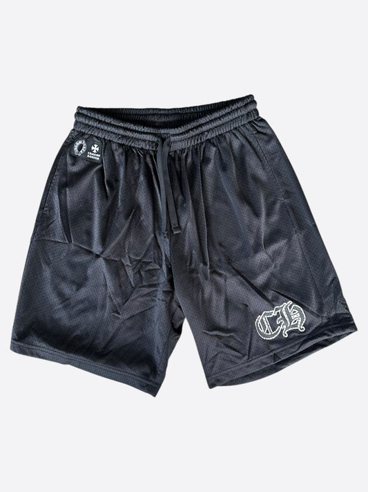 Chrome Hearts Black & White Logo Mesh Shorts