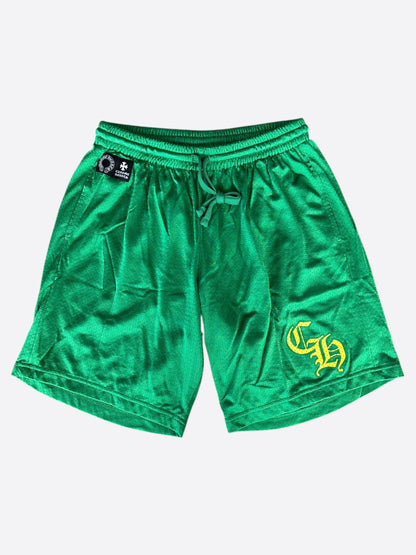 Chrome Hearts Green & Yellow Logo Mesh Shorts