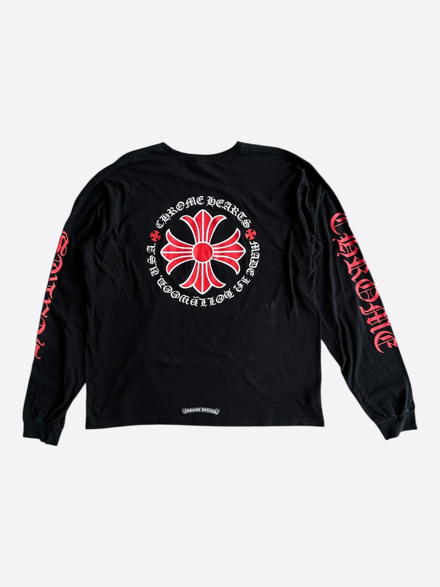 Chrome Hearts Black & Red Cross Logo Longsleeve T-Shirt