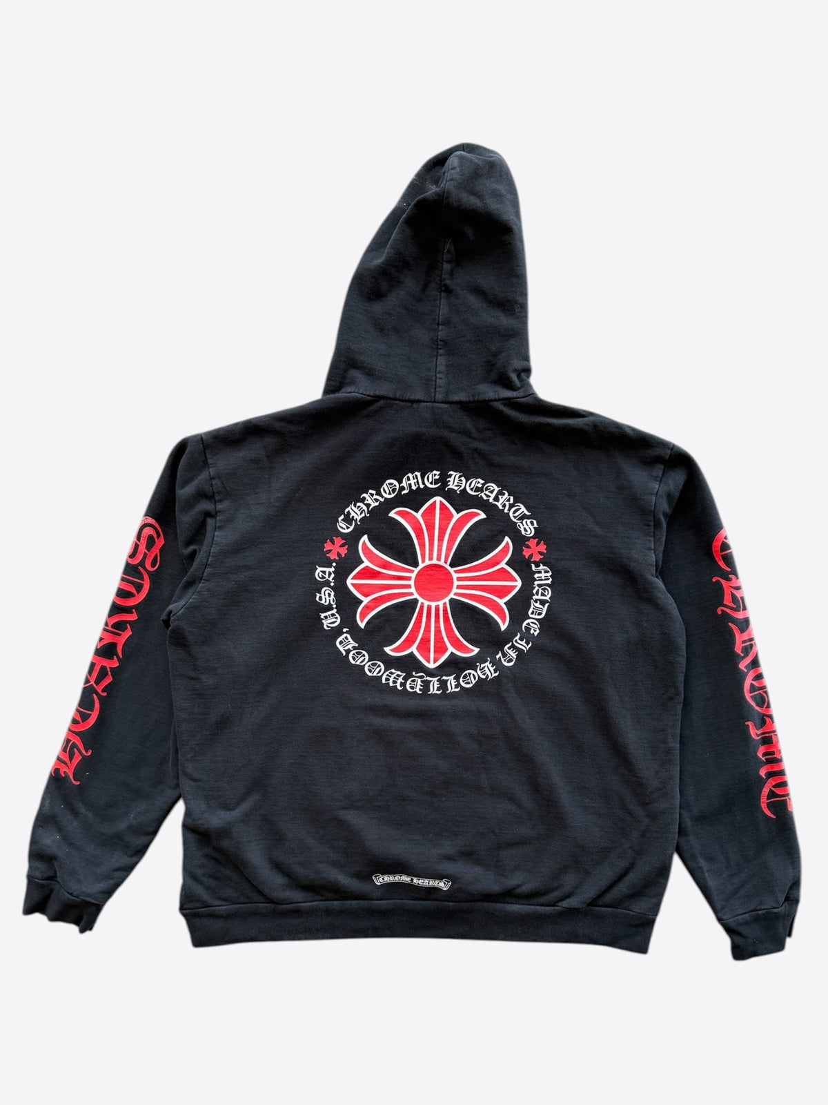 Chrome Hearts Black & Red Cross Logo Hoodie
