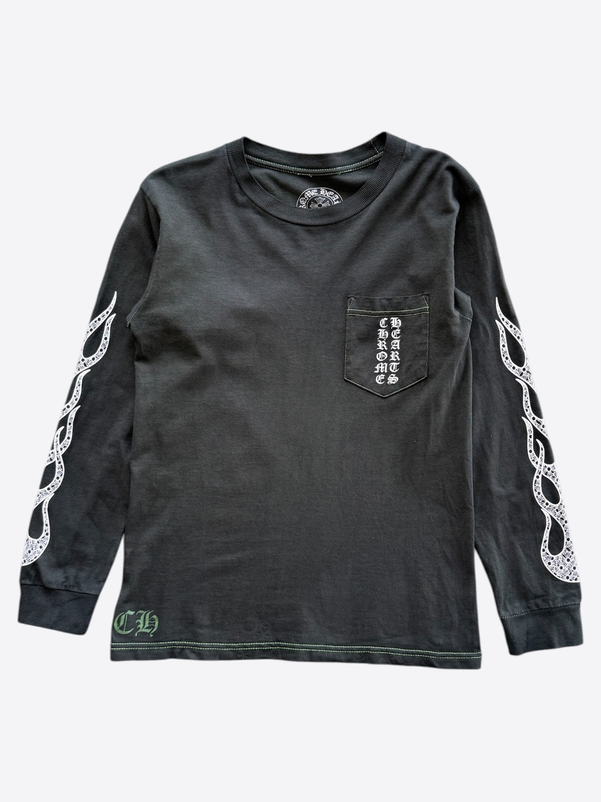 Chrome Hearts Black & White Flame Longsleeve T-Shirt