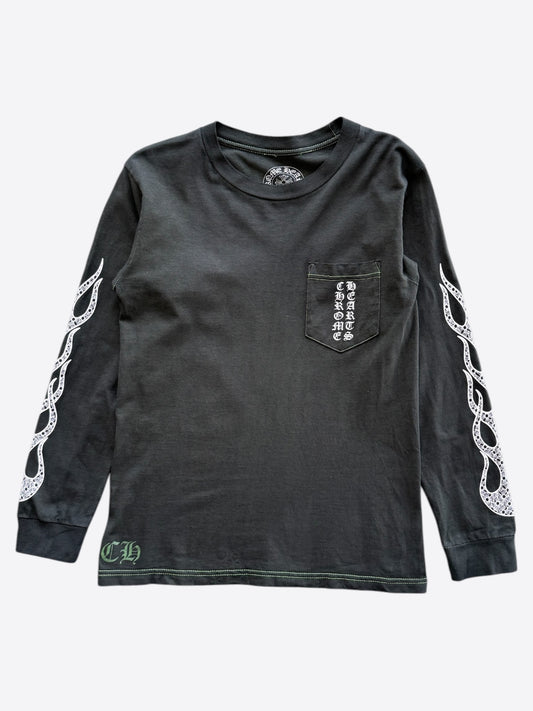 Chrome Hearts Black & White Flame Longsleeve T-Shirt