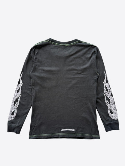 Chrome Hearts Black & White Flame Longsleeve T-Shirt