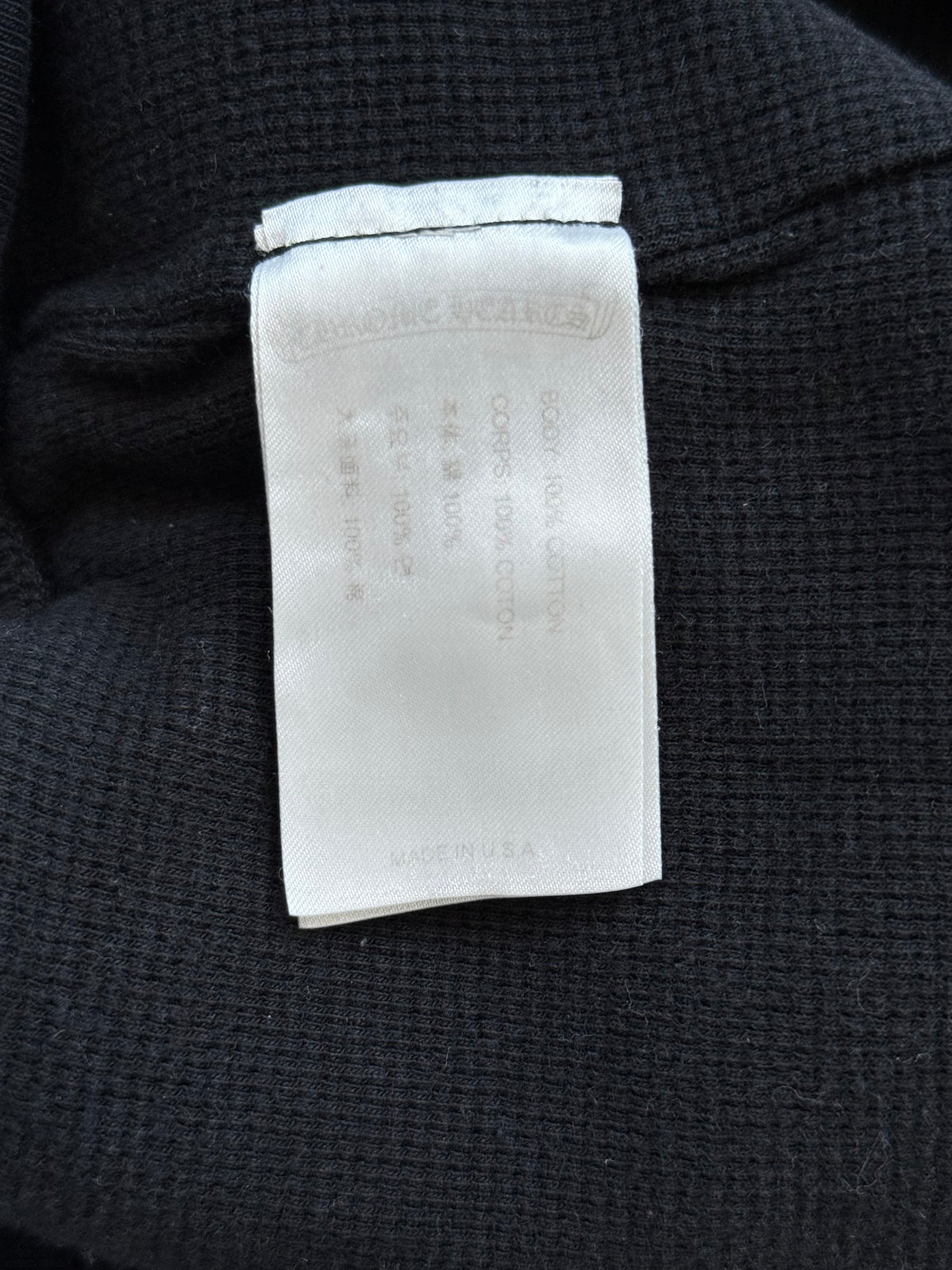Chrome Hearts Black & White Scroll Logo Thermal Zip Up Hoodie