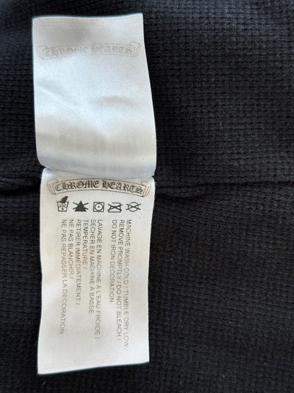 Chrome Hearts Black & White Scroll Logo Thermal Zip Up Hoodie
