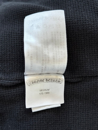 Chrome Hearts Black & White Scroll Logo Thermal Zip Up Hoodie