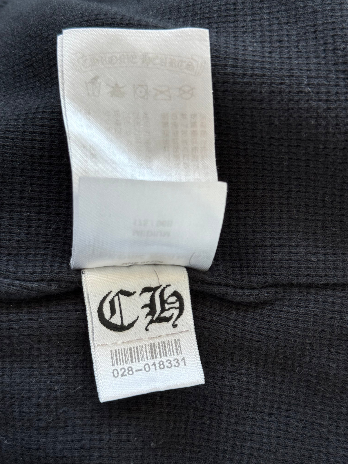 Chrome Hearts Black & White Scroll Logo Thermal Zip Up Hoodie