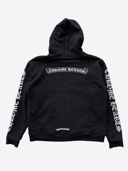 Chrome Hearts Black & White Scroll Logo Thermal Zip Up Hoodie