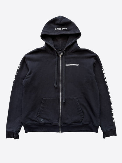 Chrome Hearts Black & White Scroll Logo Thermal Zip Up Hoodie