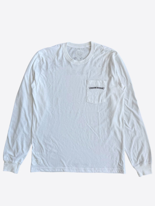 Chrome Hearts White & Black Scroll Logo Longsleeve T-Shirt