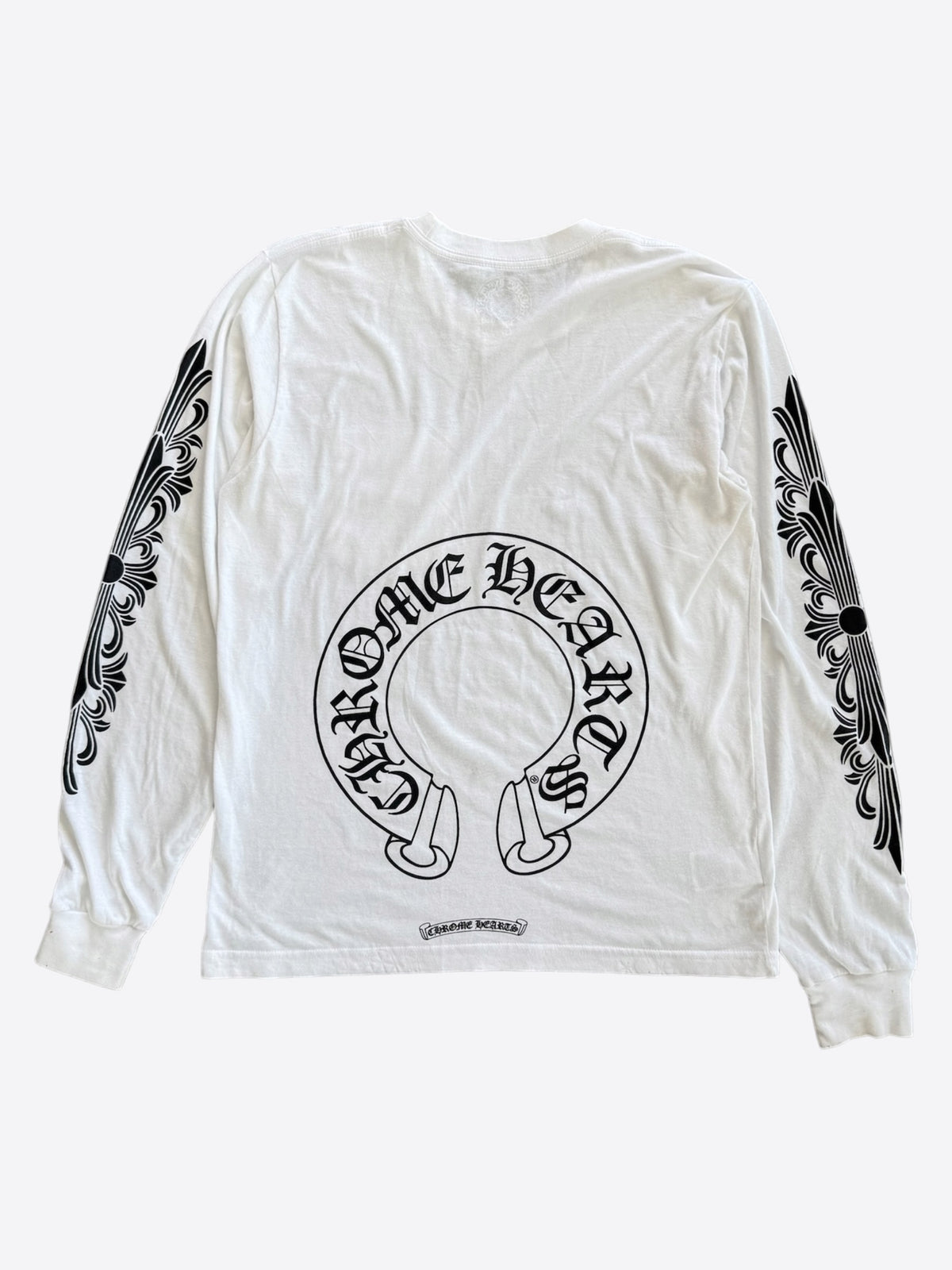 Chrome Hearts White & Black Horseshoe Logo Longsleeve T-Shirt