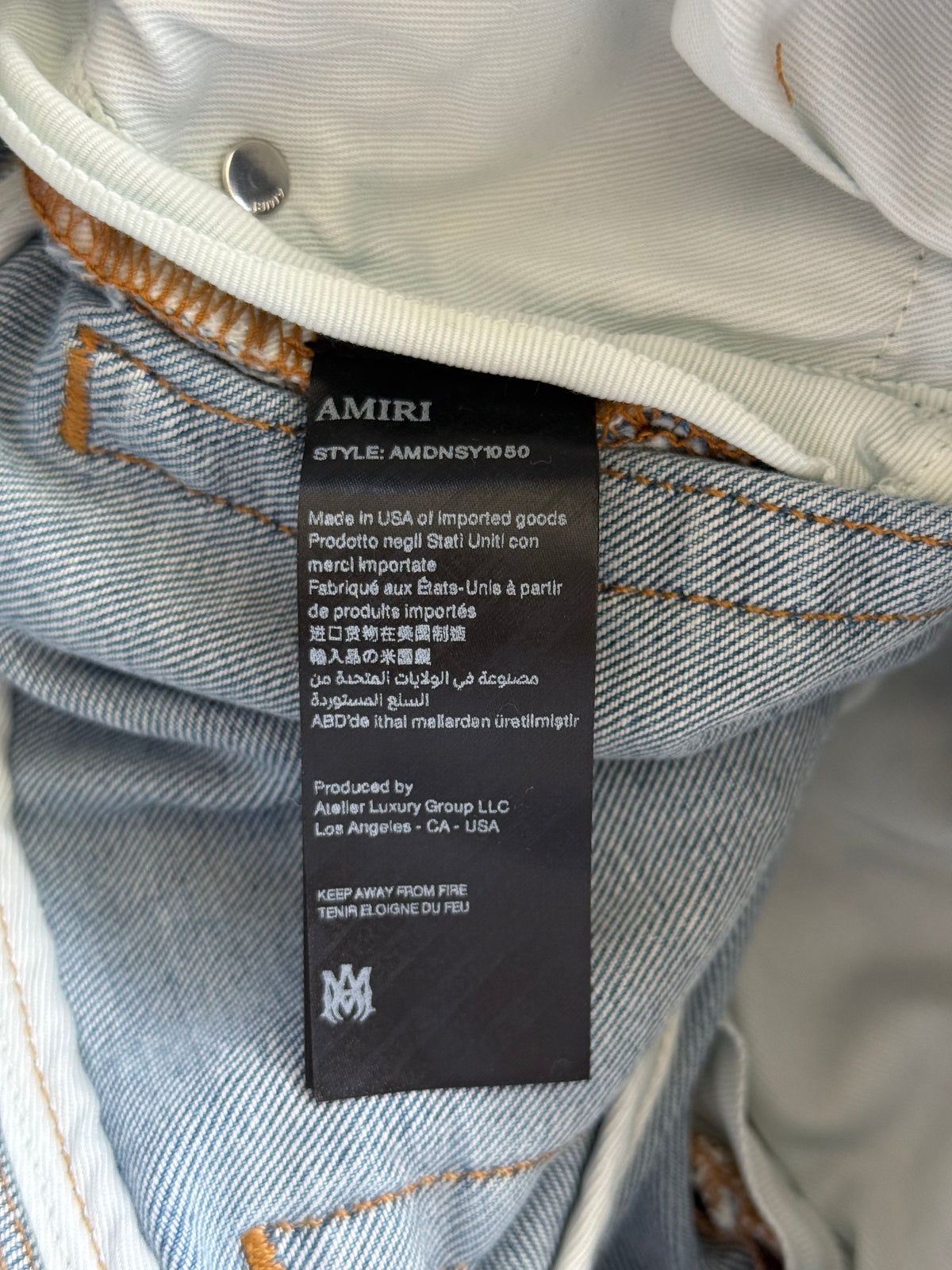 Amiri Perfect Indigo & Blue Varsity Logo Repair Jeans
