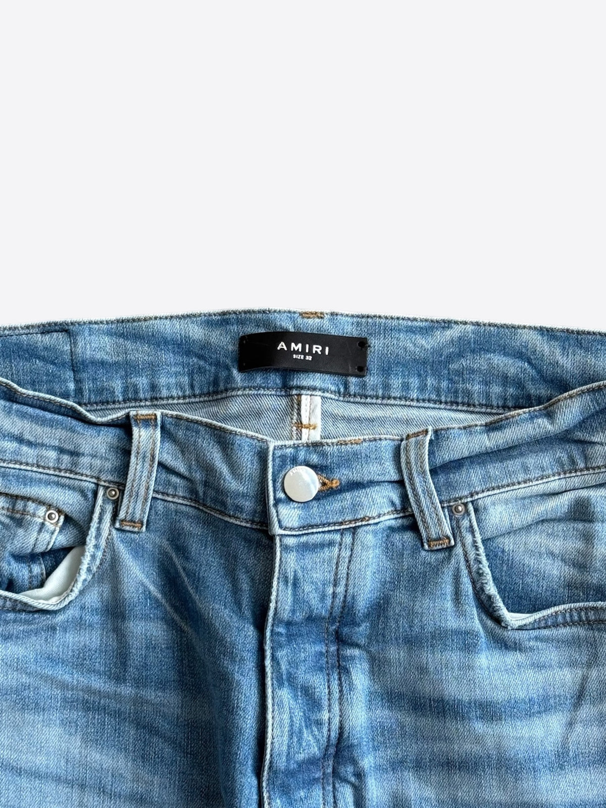 Amiri Perfect Indigo & Blue Varsity Logo Repair Jeans