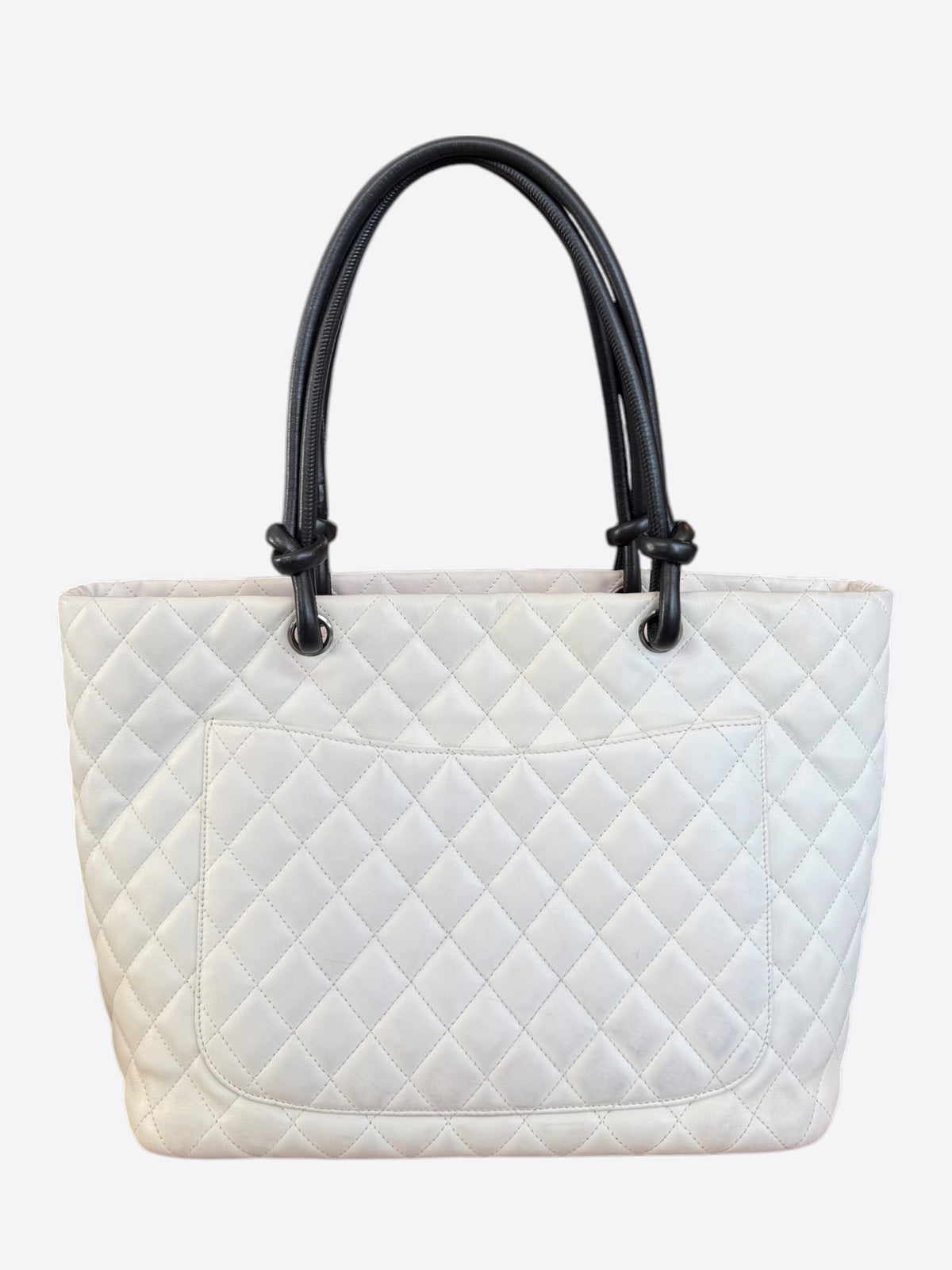 Chanel White & Black Quilted Ligne Cambon Tote Bag