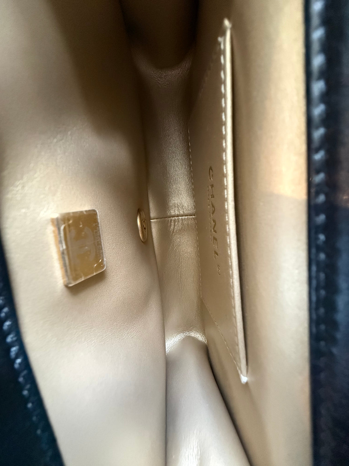 Chanel Black Lambskin Quilted Mini Pearl Flap Bag
