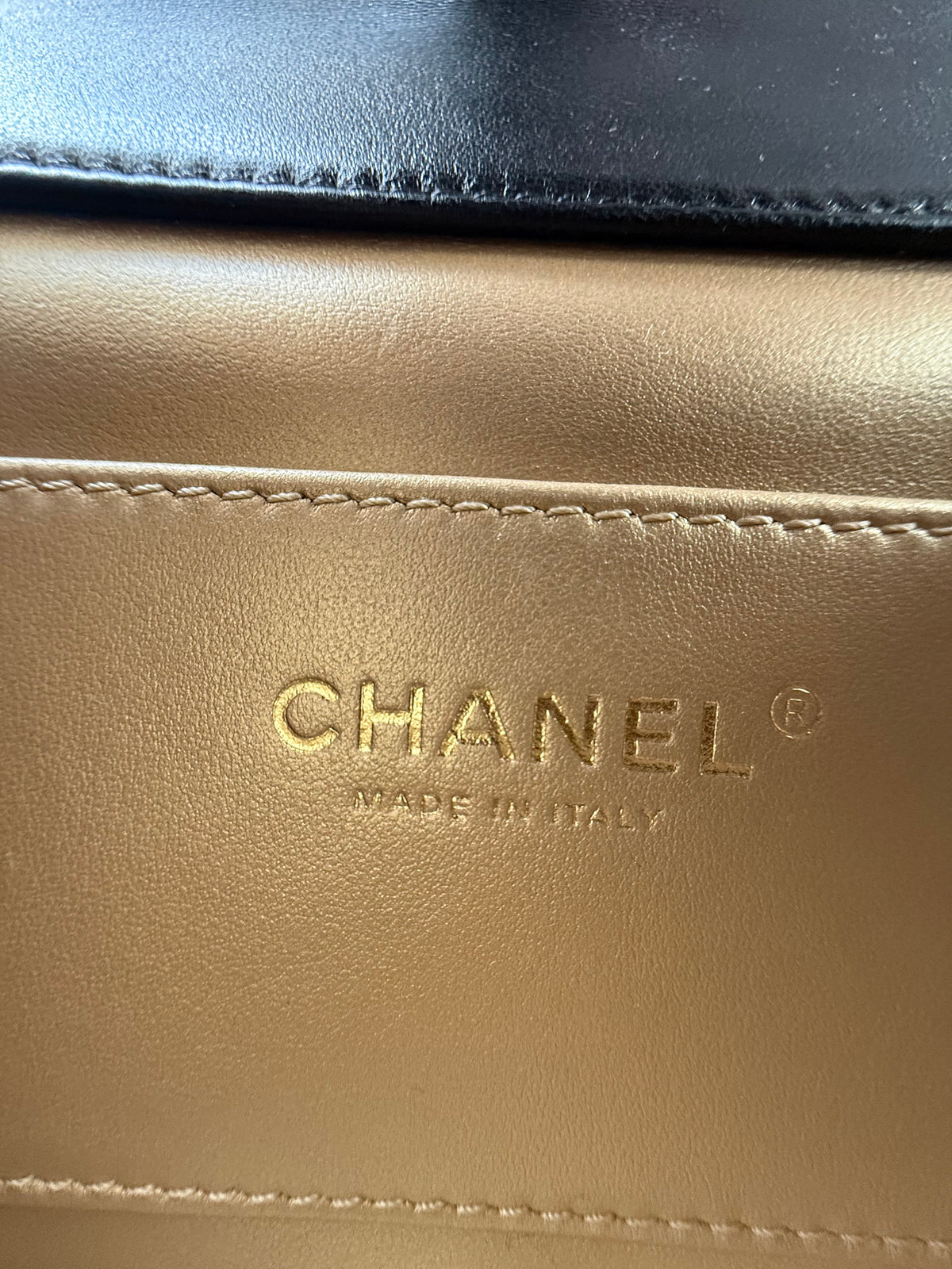 Chanel Black Lambskin Quilted Mini Pearl Flap Bag