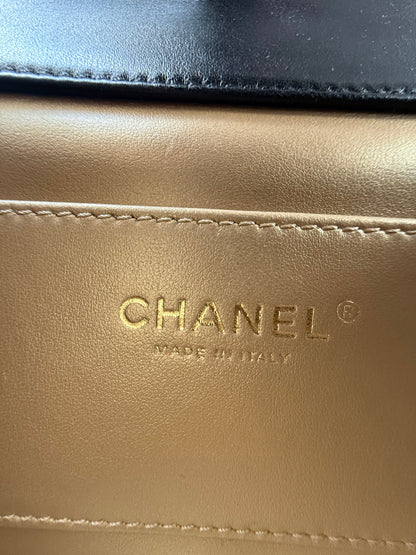Chanel Black Lambskin Quilted Mini Pearl Flap Bag
