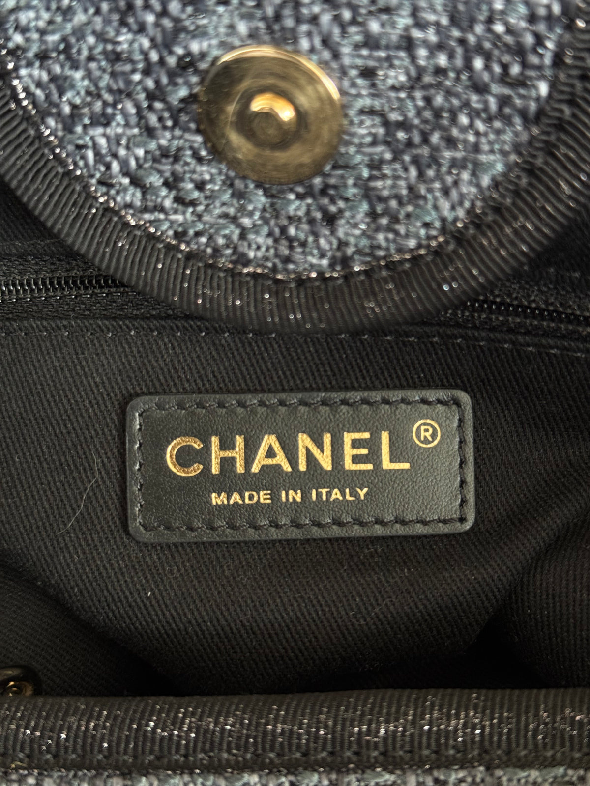 Chanel Grey & Black Deauville Denim Tote