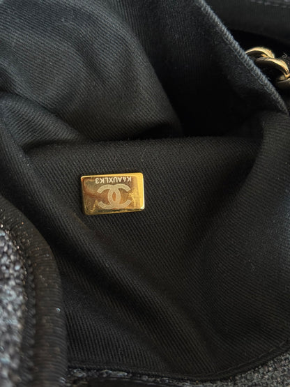 Chanel Grey & Black Deauville Denim Tote