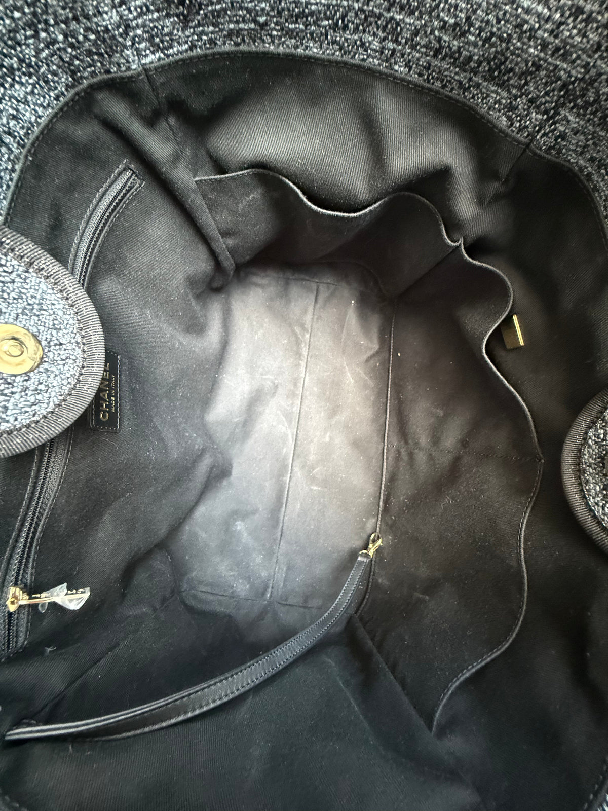Chanel Grey & Black Deauville Denim Tote