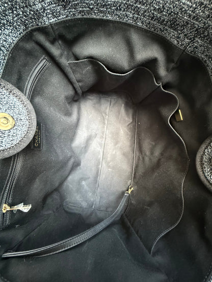 Chanel Grey & Black Deauville Denim Tote