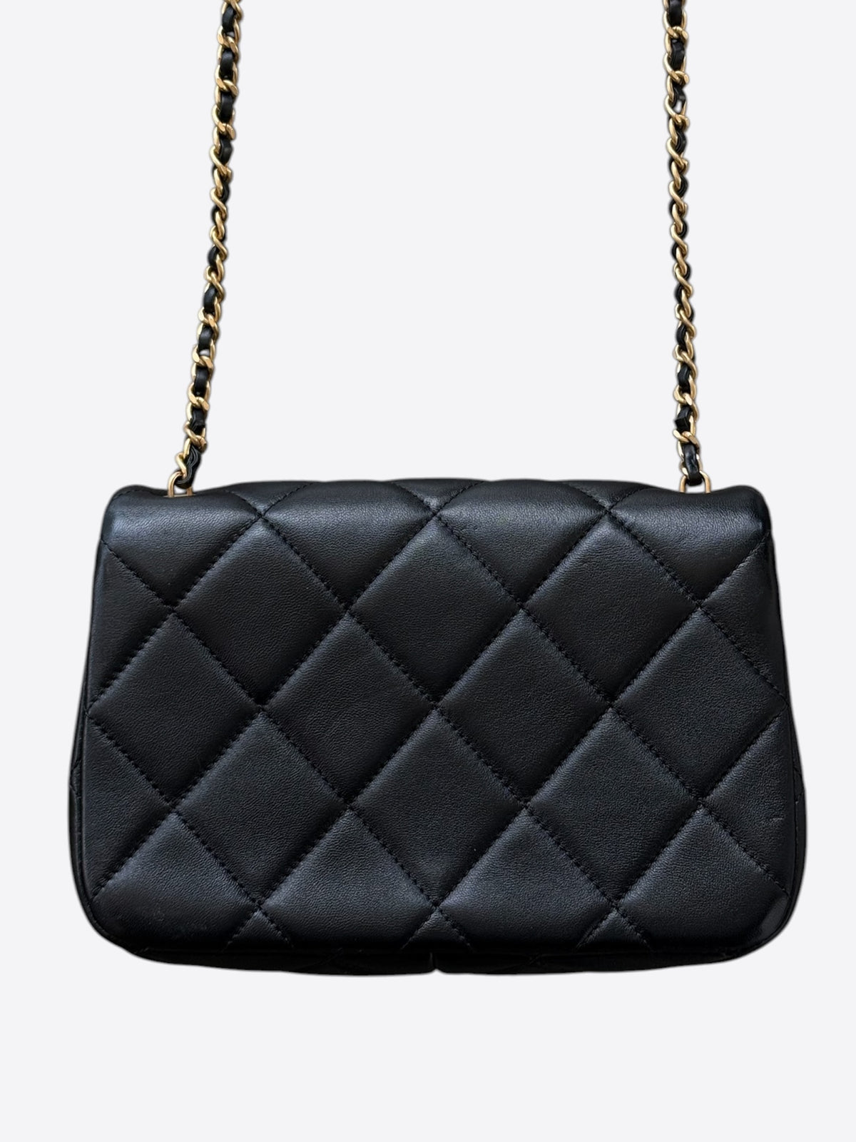 Chanel Black Lambskin Quilted Mini Pearl Flap Bag