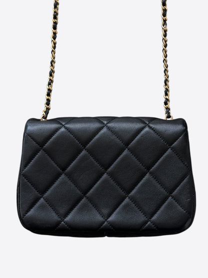 Chanel Black Lambskin Quilted Mini Pearl Flap Bag