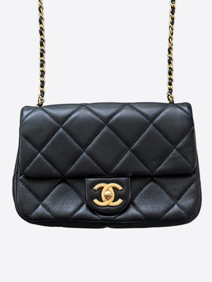 Chanel Black Lambskin Quilted Mini Pearl Flap Bag