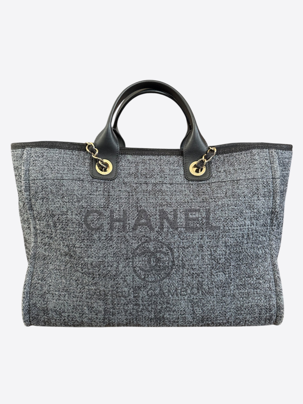 Chanel Grey & Black Deauville Denim Tote