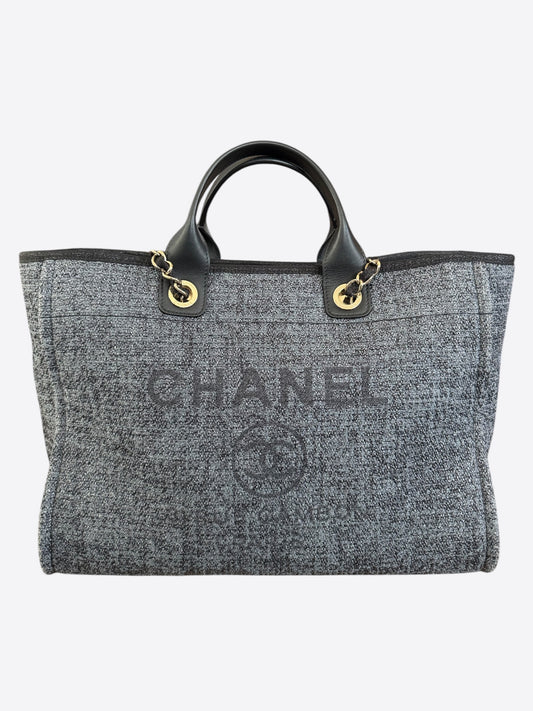 Chanel Grey & Black Deauville Denim Tote