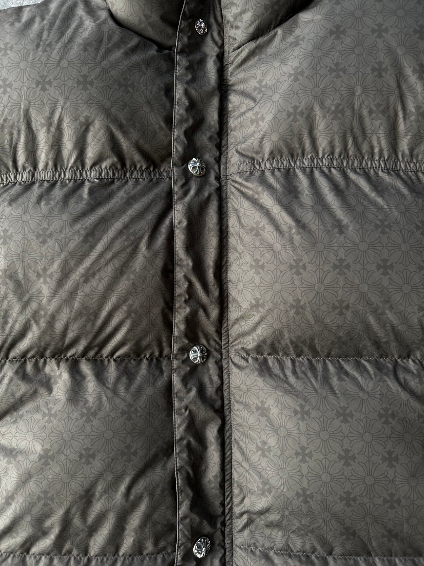 Chrome Hearts Olive Cross Jacquard Puffer Vest