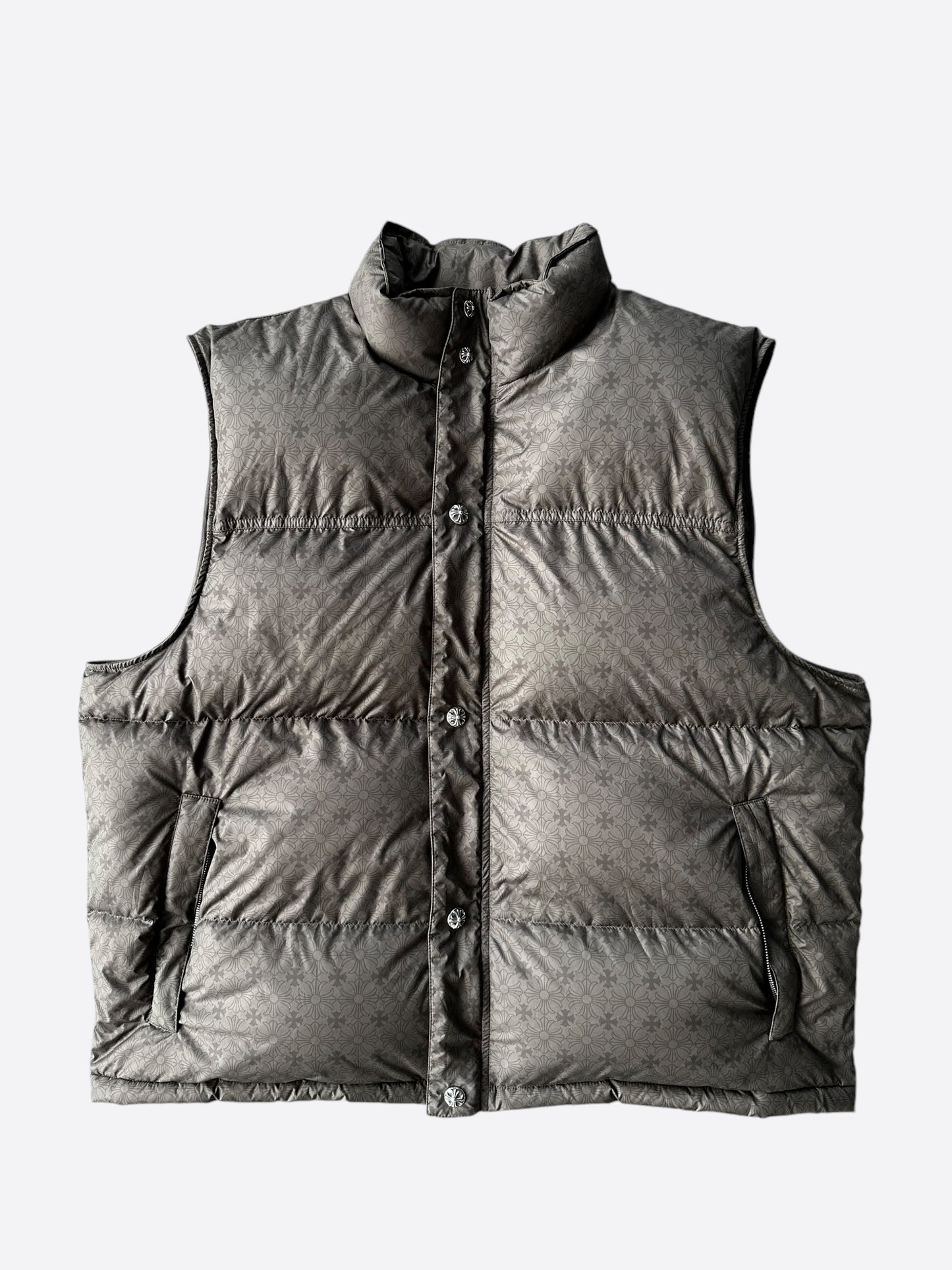 Chrome Hearts Olive Cross Jacquard Puffer Vest