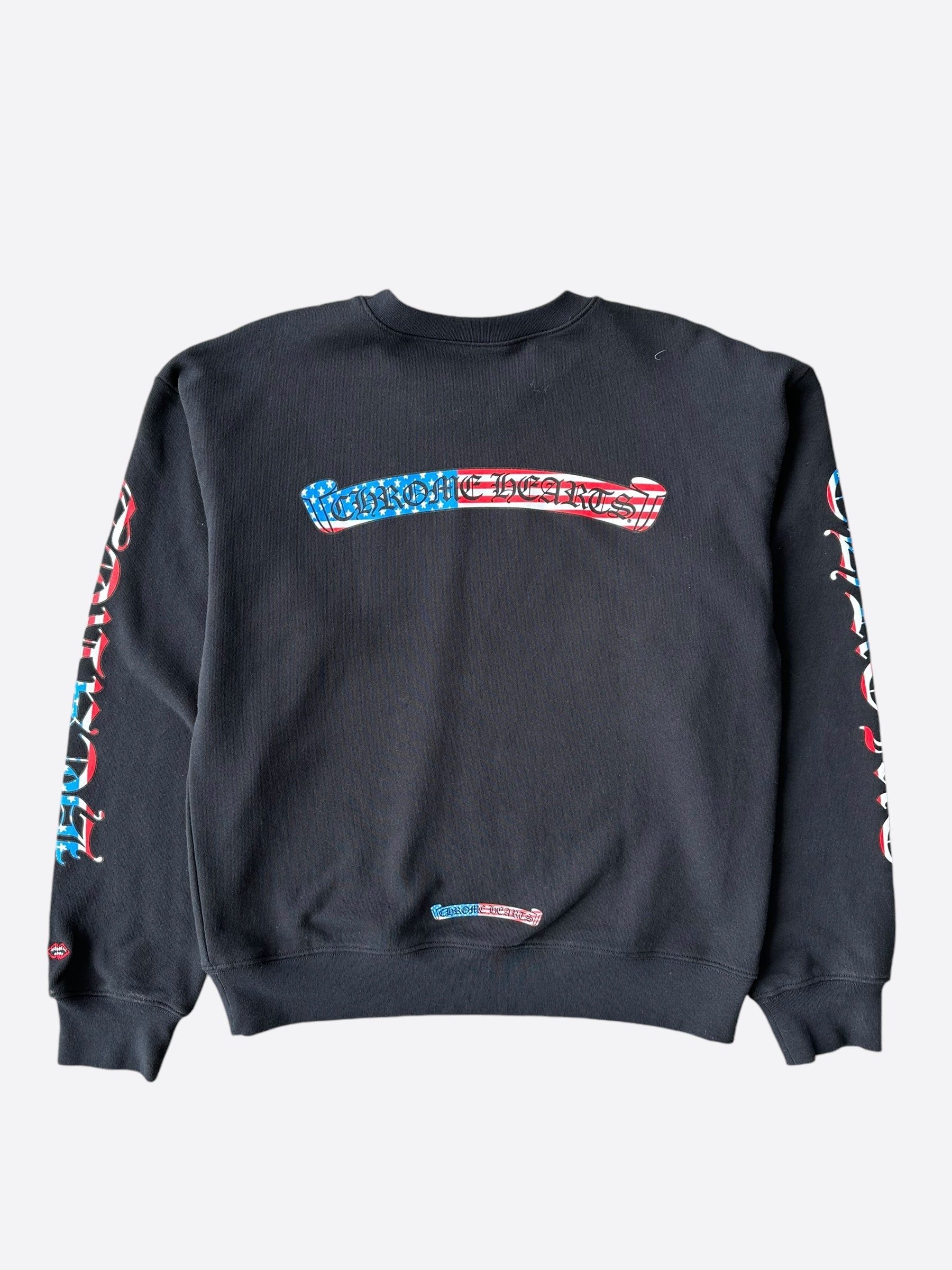 Chrome Hearts Matty Boy Black USA Flag Script Logo Sweater – Savonches