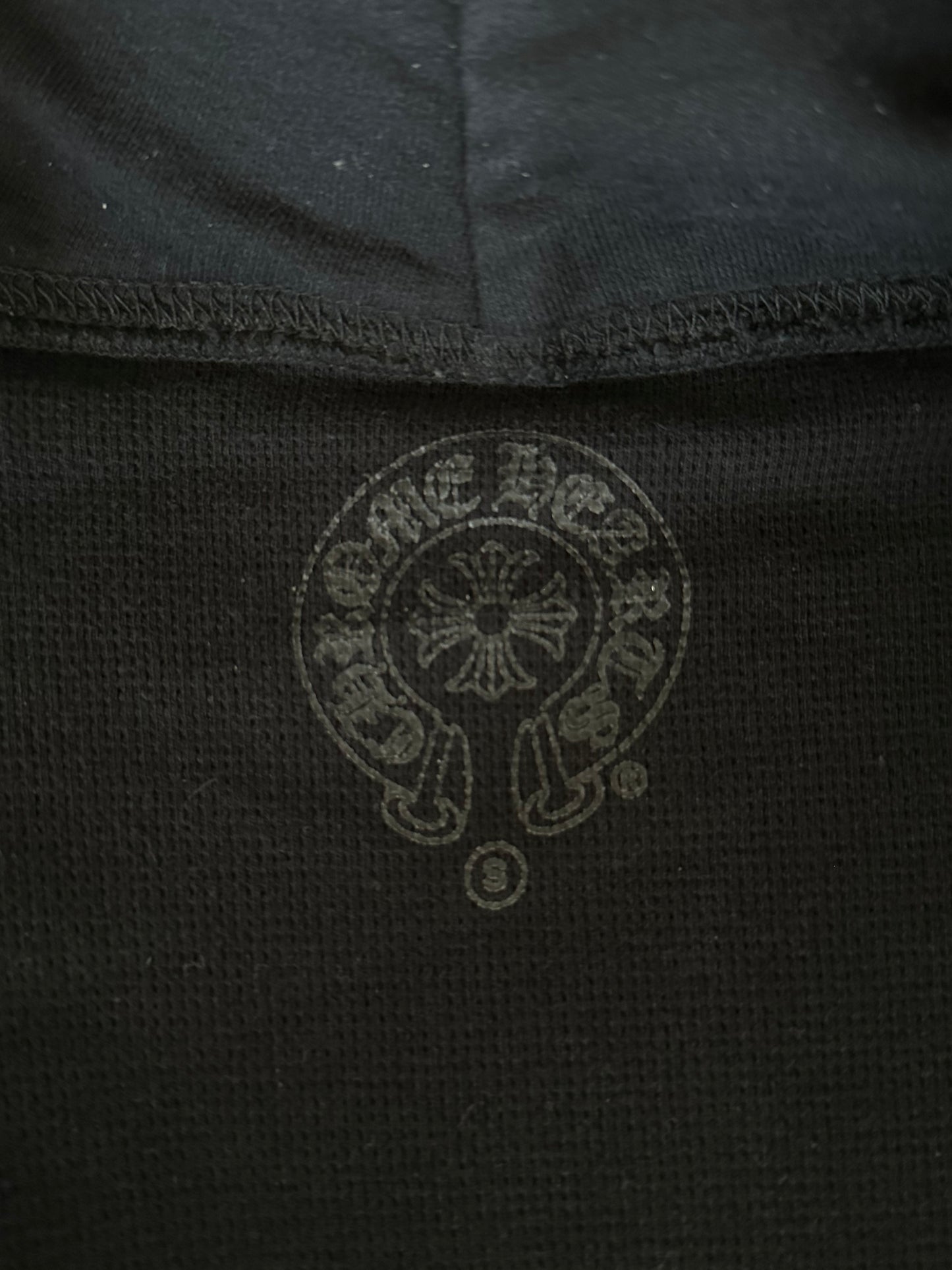 Chrome Hearts Black & White Script Logo Thermal Zip Up Hoodie