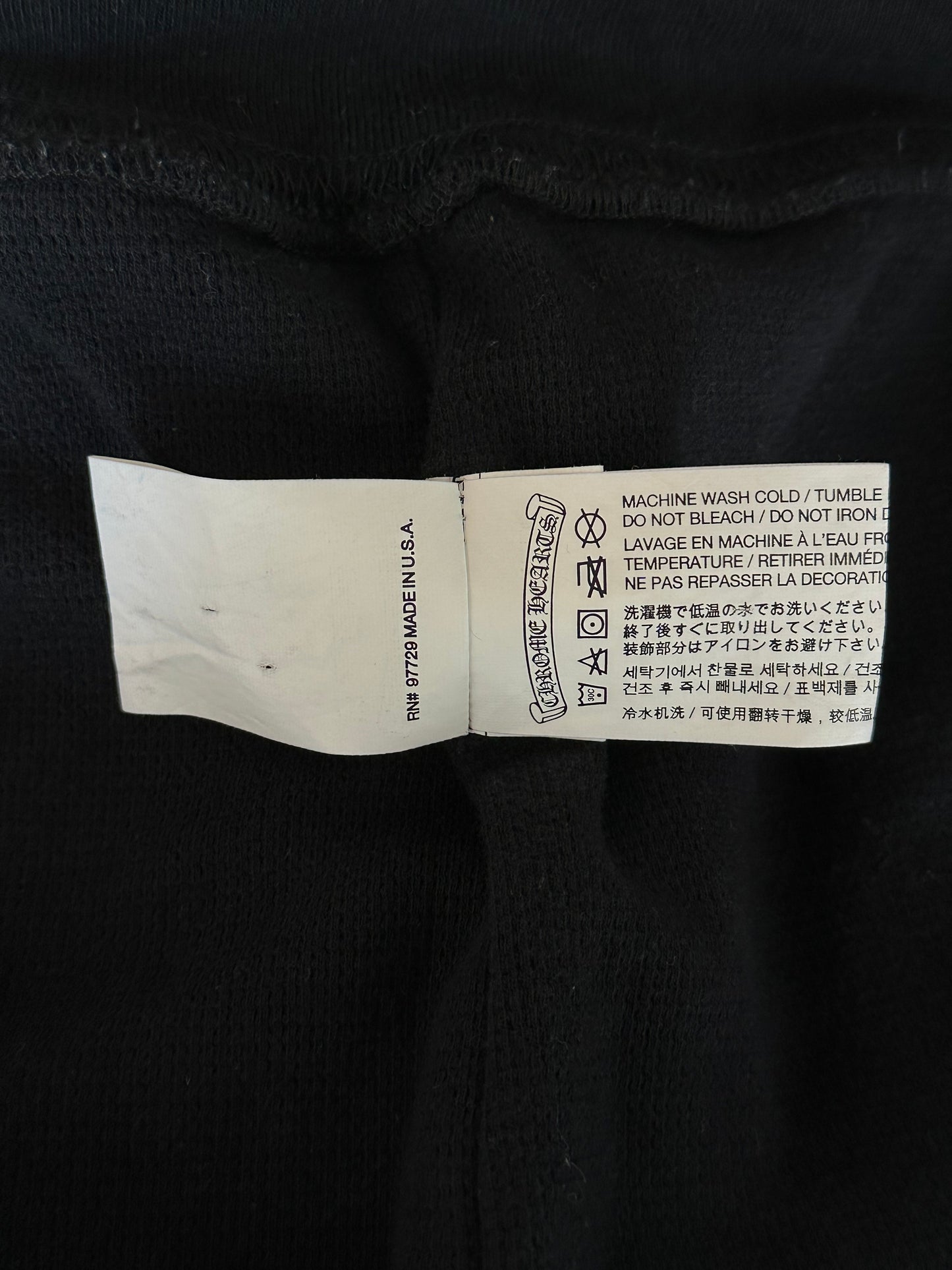 Chrome Hearts Black & White Script Logo Thermal Zip Up Hoodie